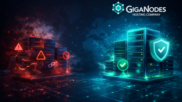 Comparison of Top Cheapest VPS Providers 2026 showing a futuristic server room with a benchmark hologram ranking GigaNodes against Contabo and Hetzner.