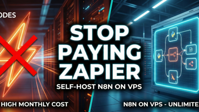 Stop Paying Zapier: Switch to Self-Hosted n8n on GigaNodes VPS. A comparison showing expensive Zapier costs vs free unlimited automation on a GigaNodes server.