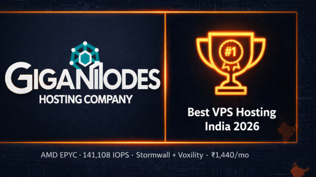 GigaNodes named best VPS hosting India 2026 — AMD EPYC 7C13, 141108 IOPS, Cloudflare Magic Transit Cloudflare Magic Transit DDoS protection, New Delhi datacenter