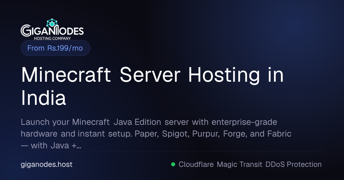 Minecraft Server Hosting India — ₹199/mo, Java + Bedrock, UPI | GigaNodes